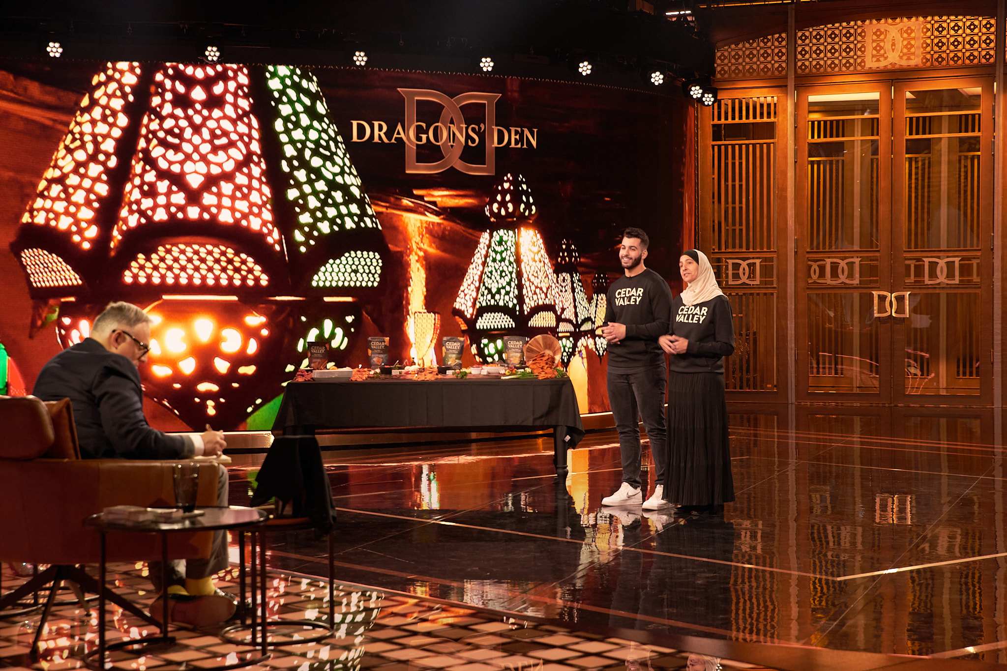 Ameen Fadel and Surria Fadel, owners of Cedar Valley, pitch their business on CBC's Dragon's Den.